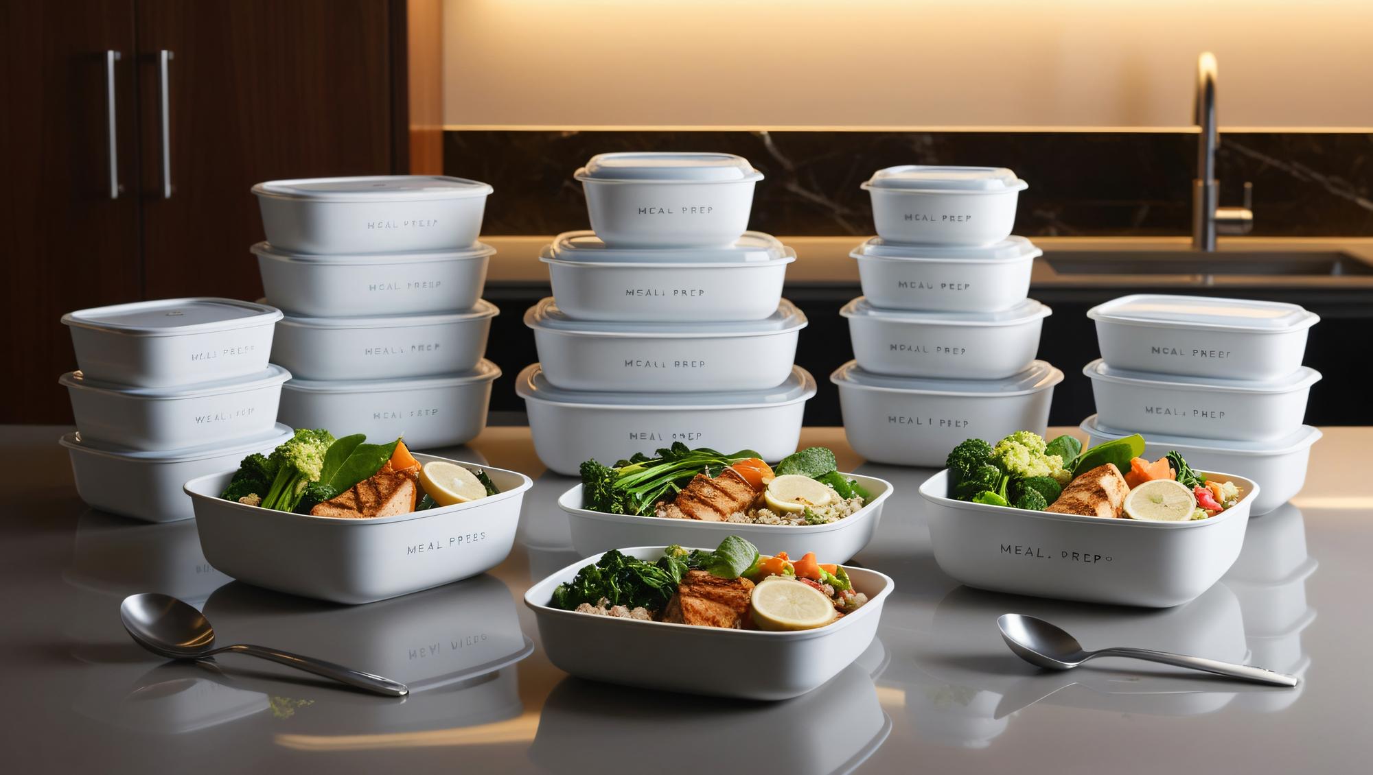 Stack of ready-to-serve lunch bowls